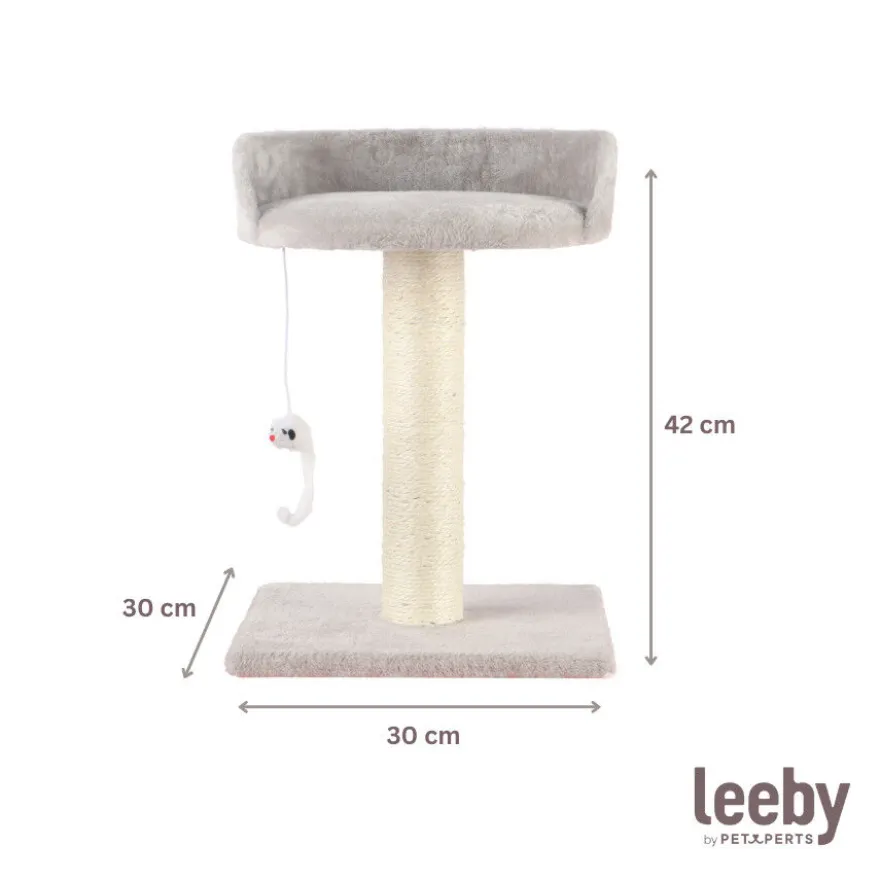 Leeby Tigrou arranhador com cama e brinquedo cinzento para gatos