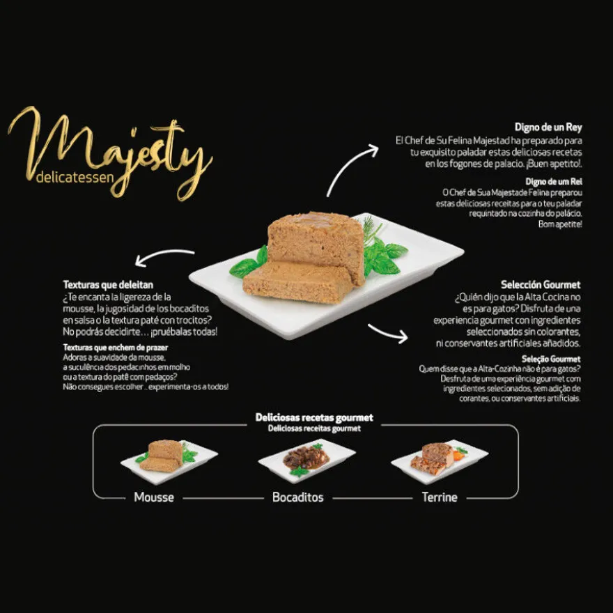 Majesty Adult Gold Selection Mousse Carne lata para gatos - Pack