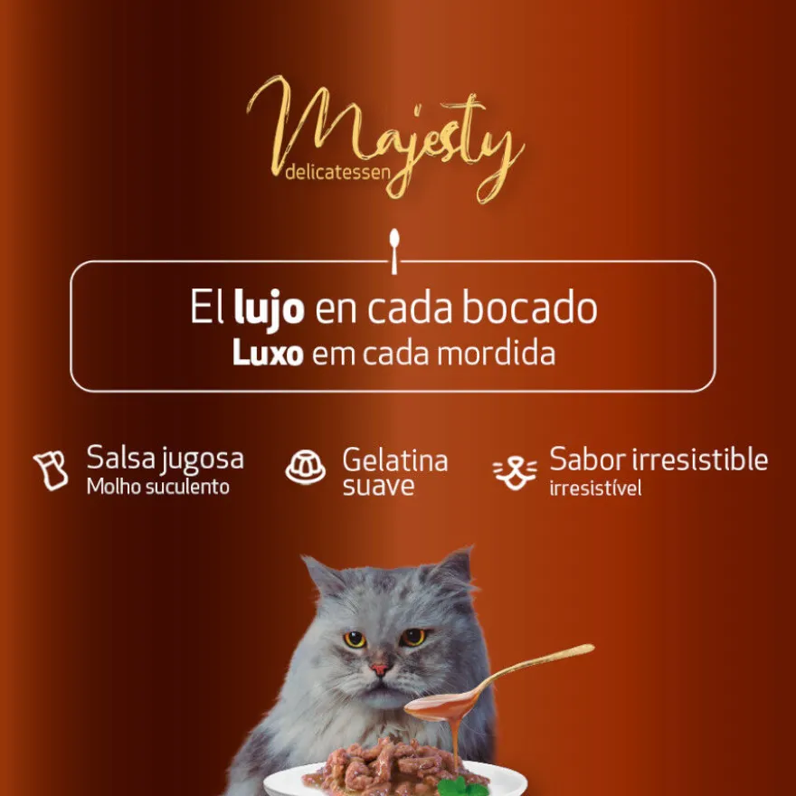 Majesty Multipack Comida húmida de peixe e carne em saquetas para gatos