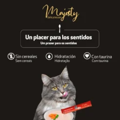 Majesty Salmão com Frango snack líquido para gatos