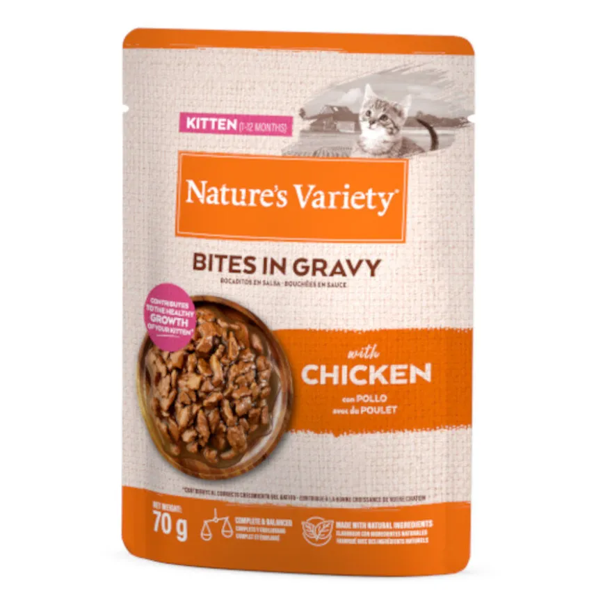 Nature's Variety Kitten Comida húmida com pedaços de frango em molho para gatinhos