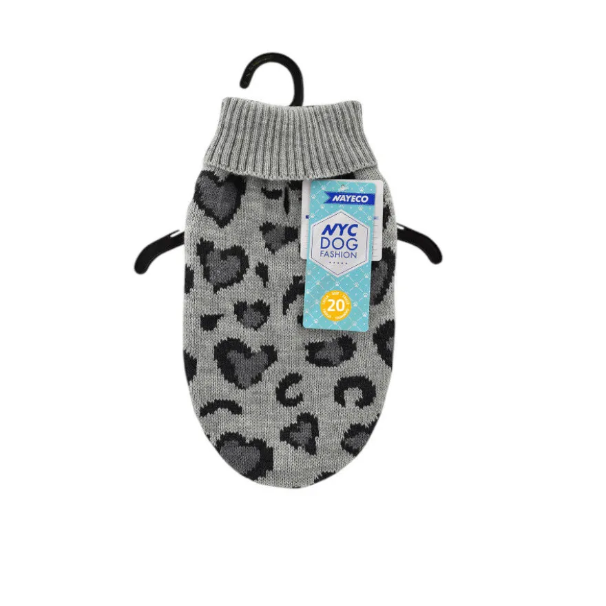 Nayeco Camisola Jacquard Leopardo Cinzenta para cães