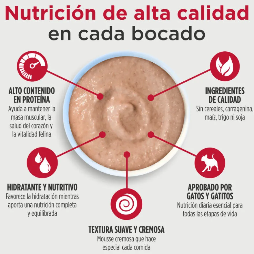 Nulo Comida húmida Mousse cremosa de Vaca e Sardinhas em saquetas para gatos