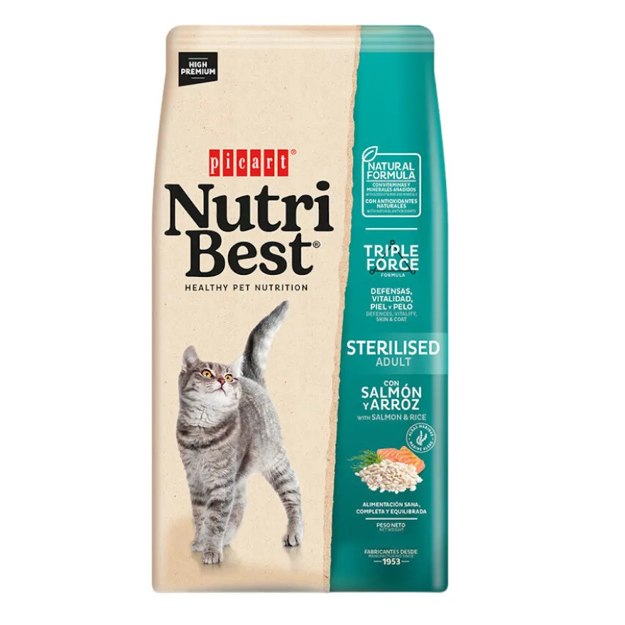 Nutribest Adult Sterilised Salmão e Arroz ração para gatos