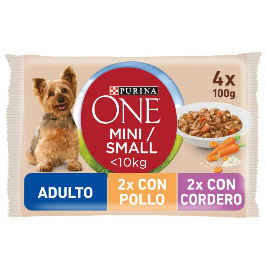 One Adult Mini Small Multipack Frango e Cordeiro com molho em saquetas para cães