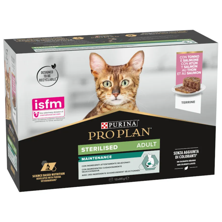 Pro Plan Adult Sterilised Maintenance Alimento húmido de salmão e atum em lata para gatos Pack Poupança!