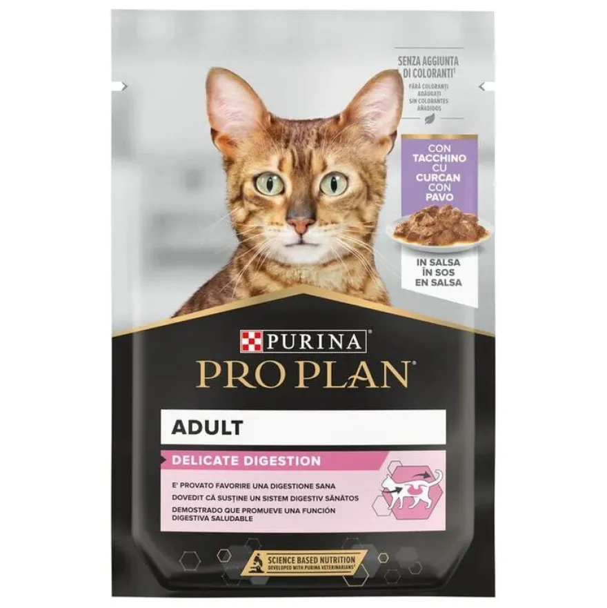 Pro Plan Delicate Digestion com Peru em molho para gatos