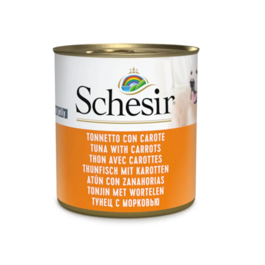 Schesir Adult Atum com Cenouras em lata para cães