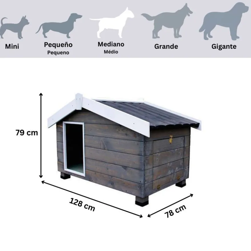 TK-Pet Mountain Casota de Madeira Cinza para cães