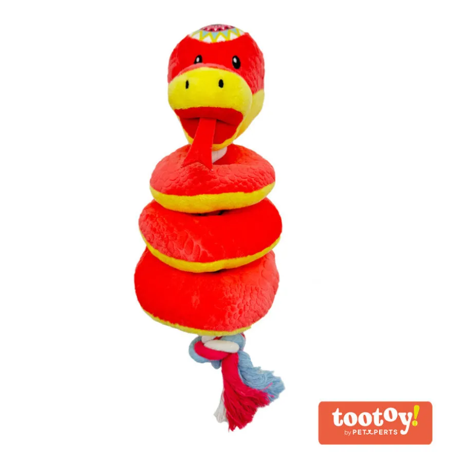 Tootoy! Comfort Ring Snake Cuddler peluche com corda para cães