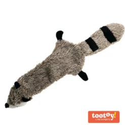 Tootoy! Comfort Skinny Racoon peluche com som crocante para cães