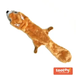 Tootoy! Comfort Skinny Squirrel Cuddler peluche com som crocante para cães