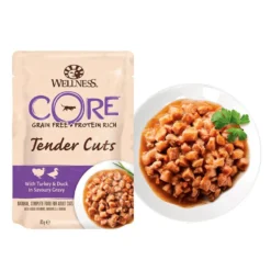 Wellness Core Tender Cuts frango e peru saquetas para gatos